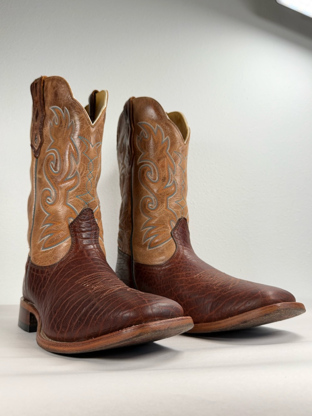 Boulet Men's Bison Cowboy Boots Size 12 E Whiskey Bison Leather Made In Canada